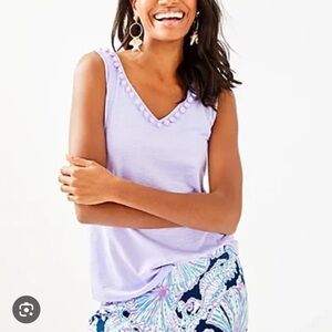 Lilly Pulitzer Navy Gigi Pom Pom Tank Top